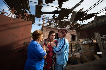 При артобстреле города Славянска, разрушены дома